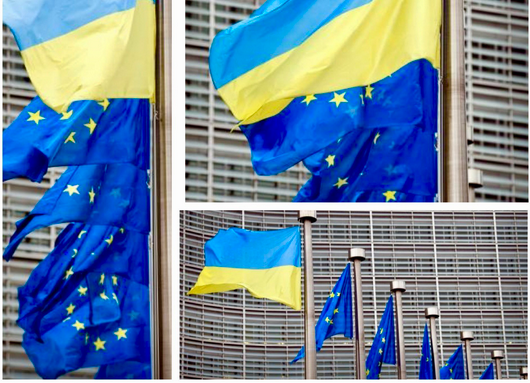 У День Європи поруч з прапорами ЄС підняли стяг України в Єврокомісії
